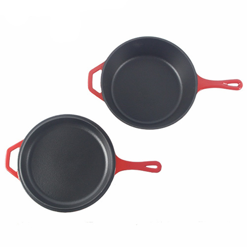 red enameled pan set