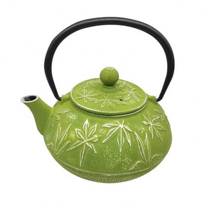 green enamel cast iron teapot