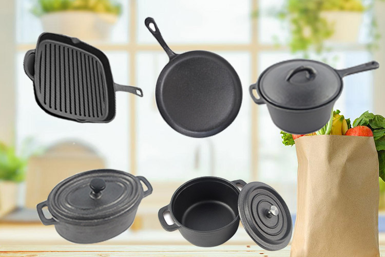 black cast iron cooking pot set