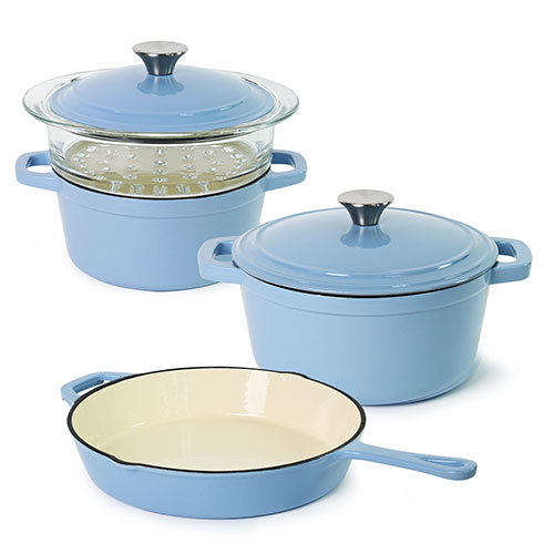 blue enameled cast iron pots and skillet wholesale