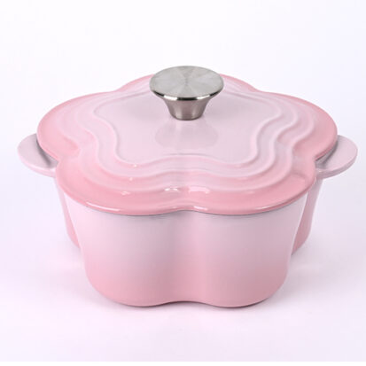 flower-shaped cast iron casserole