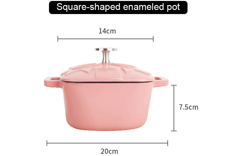 square shaped enameled cast iron pot